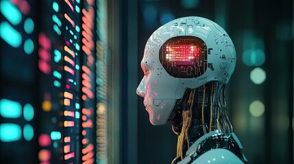 Poster - AI Robot Observing Data Streams In A Server Room