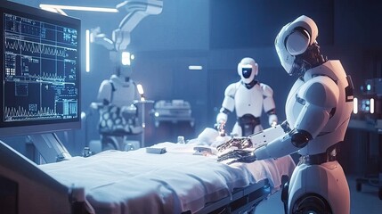 Poster - Robots Performing Medical Procedure in Futuristic Hospital