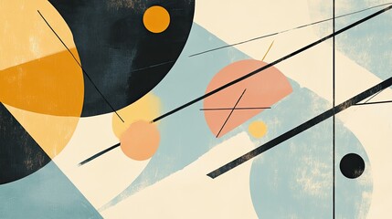 Aufkleber - Abstract Geometric Composition with Circles and Lines