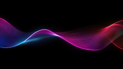 Poster - Abstract Neon Wave Lines Flowing Dark Background