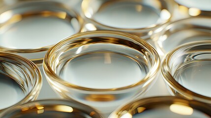 Poster - Gold Rimmed Glass Vessels Abstract Composition