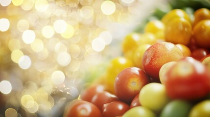 Poster - Colorful Tomatoes and Other Vegetables Glowing Background