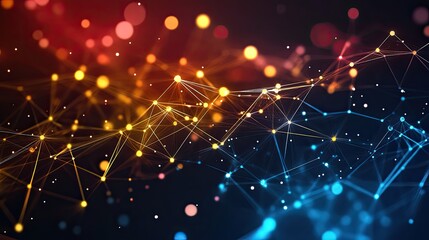 Poster - Abstract Network Connections Illuminated with Warm and Cool Colors