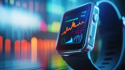 Poster - Smartwatch displays financial market data and graphs