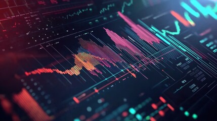 Poster - Data visualization of stock market trends on digital screen
