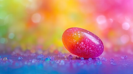 Poster - A single colorful candy rests on a vibrant surface