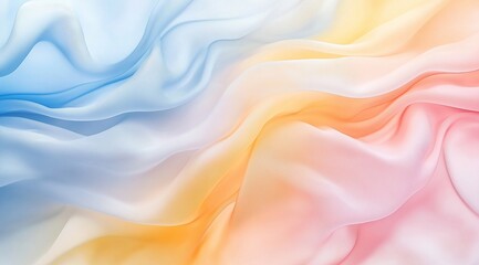Poster - beautiful light background with wave-like shapes in light yellow, orange, pink and blue tones. Delicate and attractive background