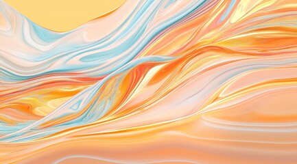 Poster - beautiful light background with wave-like shapes in light yellow, orange, pink and blue tones. Delicate and attractive background