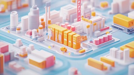 Poster - A Miniature Model Of A Busy Industrial Port City