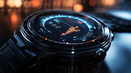 Poster - Futuristic Smartwatch Displaying Data Metrics