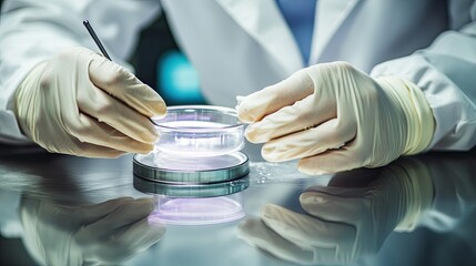 Poster - Scientist carefully handling a sample in a lab