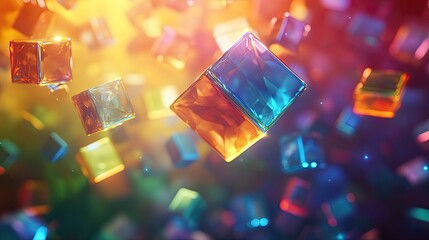 Poster - Vibrant Colorful Cubes Floating In Abstract Space
