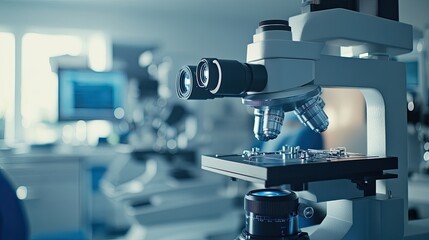 Poster - Modern Laboratory Microscope In A Clinical Setting