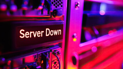 Poster - Server Down Message Displayed On Rack Mounted Server