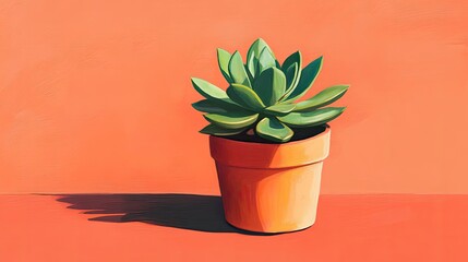 Poster - A succulent plant in an orange terracotta pot