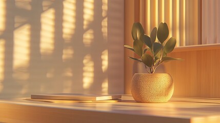 Poster - Serene Minimalist Scene With Plant And Book