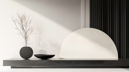 Poster - Minimalist Black and White Interior Design Scene