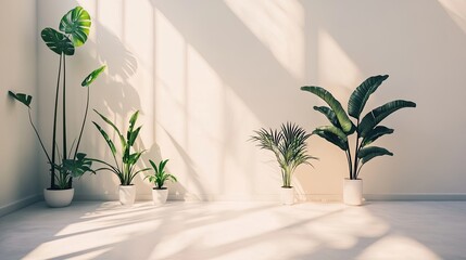 Poster - Sunlit Room Decorated With Lush Green Potted Plants