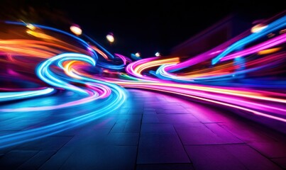 Poster - Dynamic Light Trails with Neon Colors
