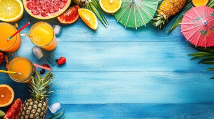 Poster - Tropical Fruit Juice Summer Refreshment Scene