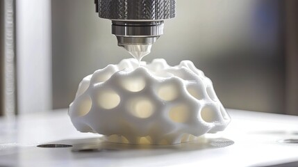 Poster - Three dimensional printer creating a white porous object