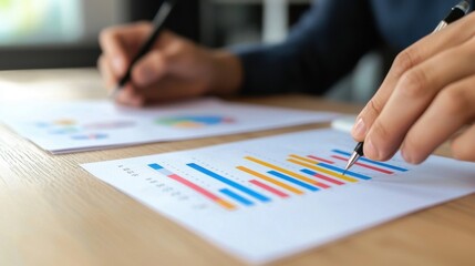 Poster - Business Professional Analyzing Charts and Graphs on Table