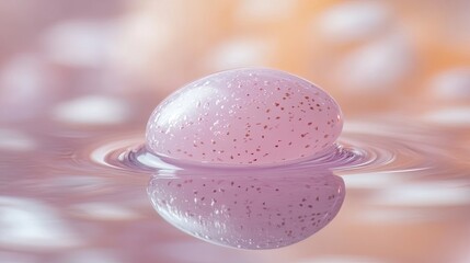 Poster - Pink sphere floats on water with flecks of gold