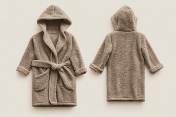 Poster - Soft brown hooded robe displayed on a neutral background for cozy home relaxation