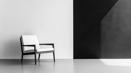Poster - Modern White Chair Against Black And White Walls