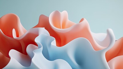 Poster - Abstract Pastel Waves Flowing Softly Together