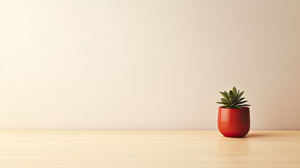 Poster - Simple Minimalist Plant Potted on Wooden Table