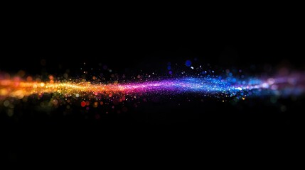 Poster - Colorful Glitter Stream Across Dark Background
