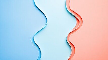 Poster - Abstract Wavy Blue Pink Pastel Color Background Design