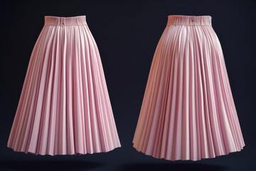 Poster - Elegant pleated pink skirt displayed on a dark background showcasing its graceful lines and fine fabric craftsmanship