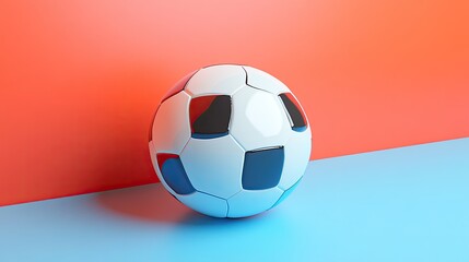 Poster - Soccer Ball on a Red and Blue Background