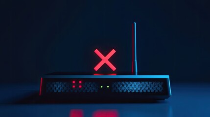 Aufkleber - Red X marks a malfunctioning internet router