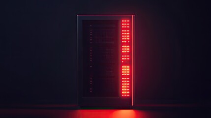 Poster - Red illuminated server rack in dark setting