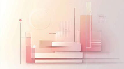 Aufkleber - Abstract Geometric Design in Pastel Pink and White Hues