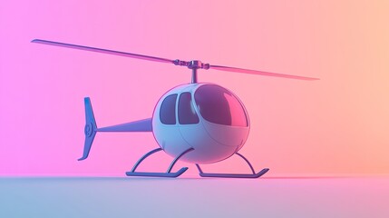 Poster - Modern White Helicopter Against Pink Background