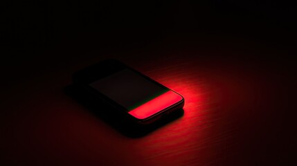 Poster - Red Light Illuminates Smartphone On Dark Surface