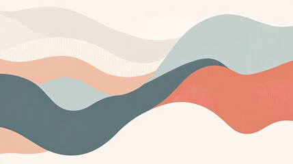 Poster - Abstract Wavy Landscape Design in Pastel Colors