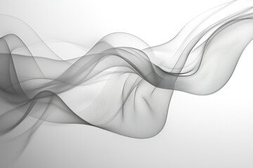 Poster - Gray smoke waves flowing on white background, abstract design