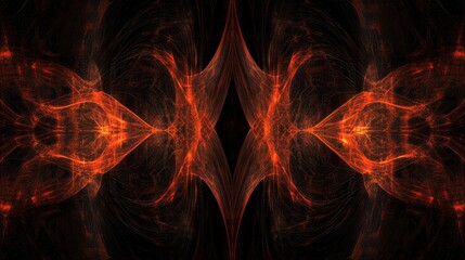 Aufkleber - Abstract Orange Fire Fractal Design Symmetrical Artwork