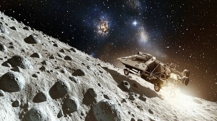 Poster - Spacecraft Ascending a Rocky Asteroid Surface