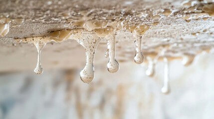 Poster - Close-Up of Dripping Liquid from Surface with Blurry Background