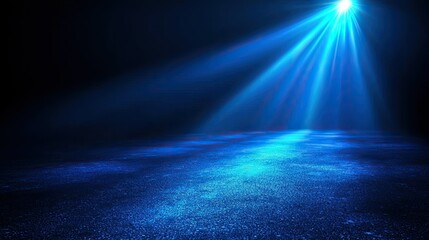 Poster - Blue Light Beam Illuminates Dark Surface