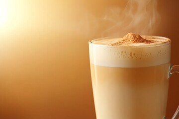 Poster - Aromatic Latte in Glass Cup, Perfect Morning Drink