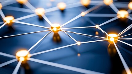 Poster - Illustration of data technology set against an abstract futuristic background, depicting a wave of connecting dots and lines on a dark screen, symbolizing particles in motion