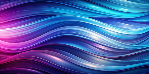 Poster - A vibrant composition features smooth, flowing waves in shades of blue and purple, evoking a sense of motion and energy. The curves intertwine, creating a captivating visual experience
