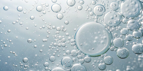Poster - Bubbles ascend through clear water, reflecting light beautifully and creating intriguing patterns in the aquatic environment during daytime